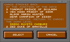 Select Champions Screen